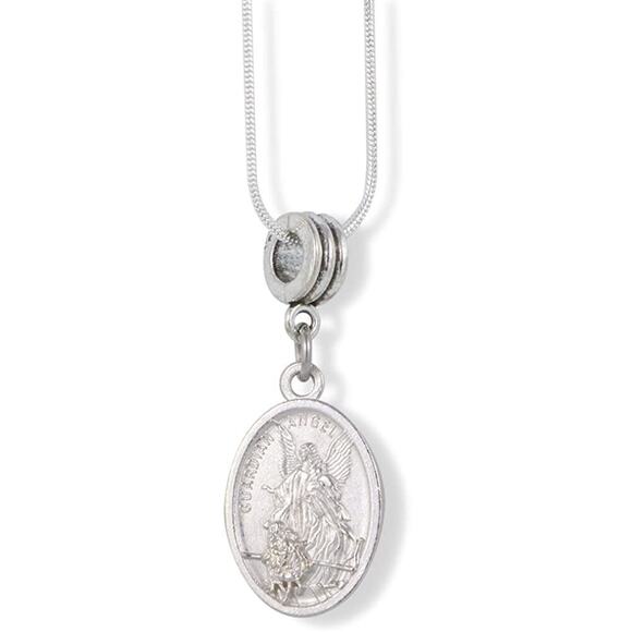 Saint Michael Charm Snake Chain Necklace - Picture 2 of 5